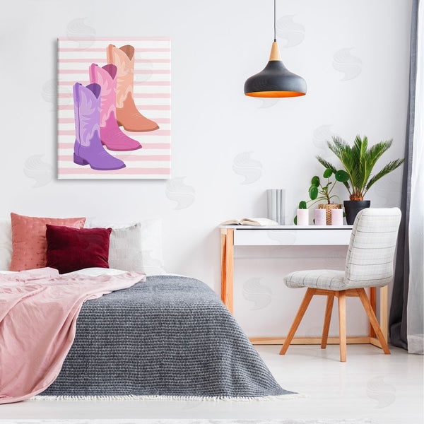 Stupell Industries Martina Pavlova | Striped Pastel Cowgirl Boots Wall Art