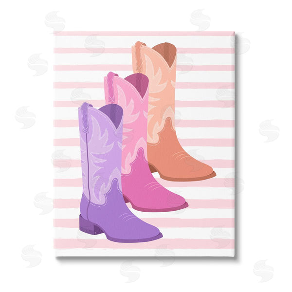 stupell industries Martina Pavlova | Striped Pastel Cowgirl Boots Wall Art