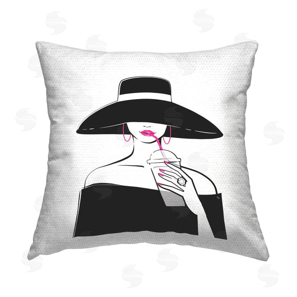 Stupell Industries Martina Pavlova | Trendy Girl With Drink Printed Throw Pillow