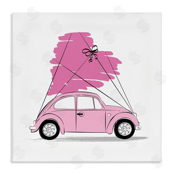 Stupell Industries Martina Pavlova | Trendy Pink Buggy Car Chic Wrapped Heart Wall Art