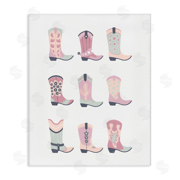 stupell industries Martina Pavlova | Various Pastel Cowgirl Boots Wall Art