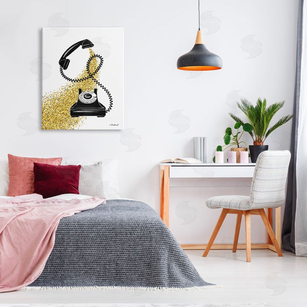Stupell Industries Martina Pavlova | Vintage Glam Telephone Abstract Gold Glitz Splatter Wall Art