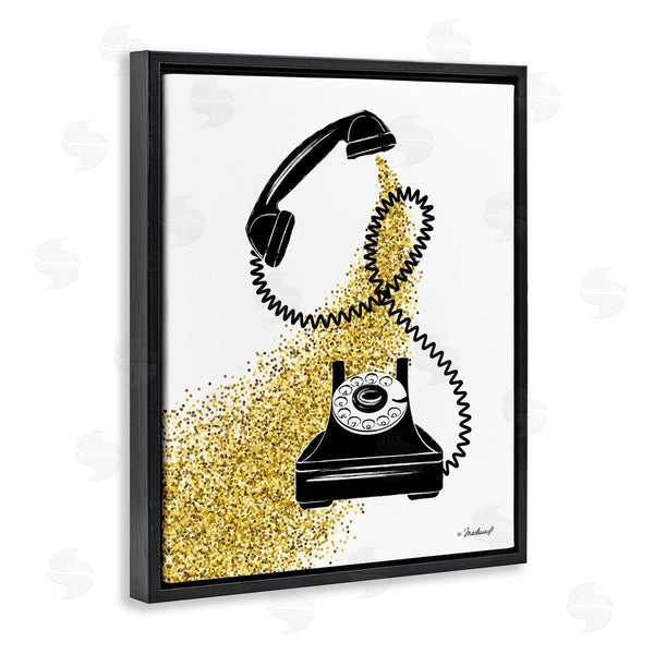 Stupell Industries Martina Pavlova | Vintage Glam Telephone Abstract Gold Glitz Splatter Wall Art