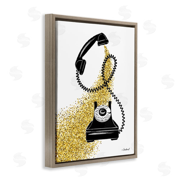 Stupell Industries Martina Pavlova | Vintage Glam Telephone Abstract Gold Glitz Splatter Wall Art
