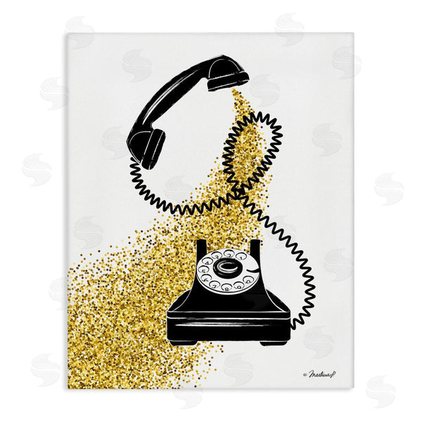 stupell industries Martina Pavlova | Vintage Glam Telephone Abstract Gold Glitz Splatter Wall Art