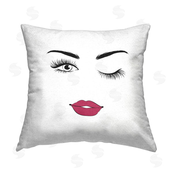 Stupell Industries Martina Pavlova | Winking Minimal Face Printed Throw Pillow