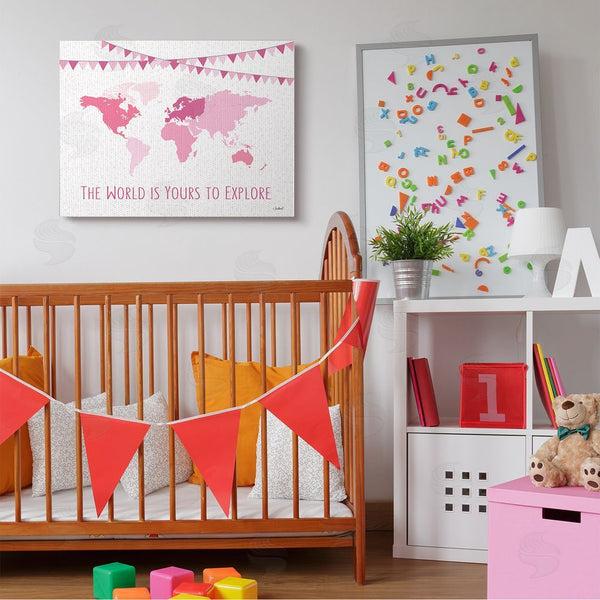 Stupell Industries Martina Pavlova | World Is Yours To Explore Motivational World Map Wall Art