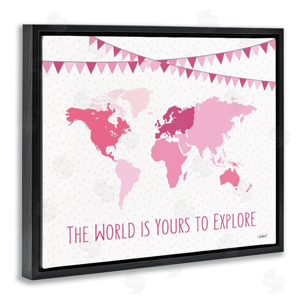 Stupell Industries Martina Pavlova | World Is Yours To Explore Motivational World Map Wall Art