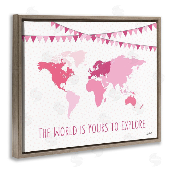 Stupell Industries Martina Pavlova | World Is Yours To Explore Motivational World Map Wall Art