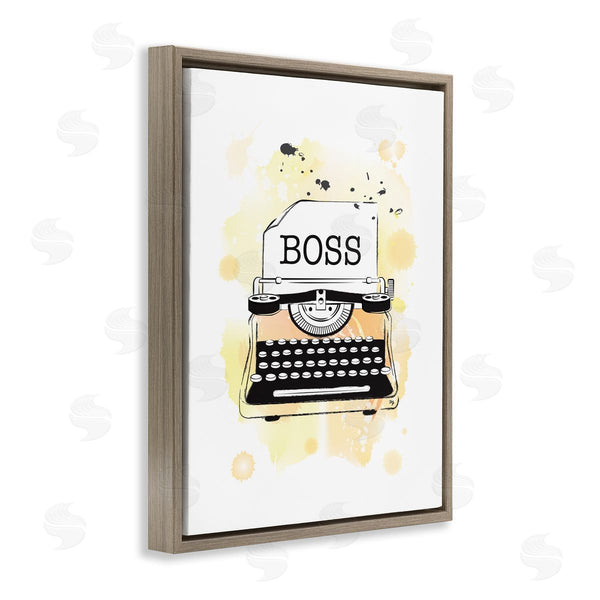 Stupell Industries Martina Pavlova | Yellow Typewriter Boss Abstract Splash