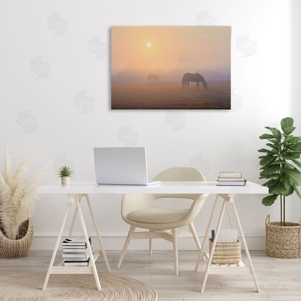 Stupell Industries Marty Hulsebos | Misty Sunlit Horses Wall Art