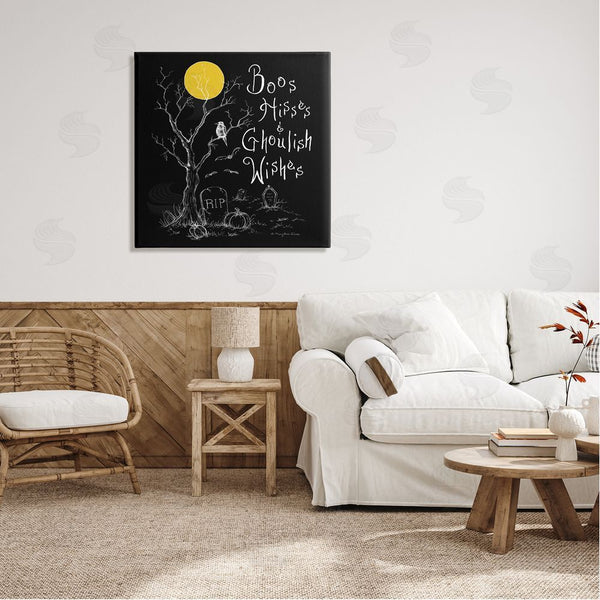 Stupell Industries Mary Ann June | Spooky Dark Halloween Phrase Wall Art