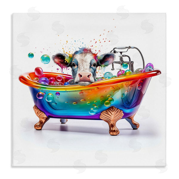 stupell industries Mary Cunningham | Cow in Rainbow Bath