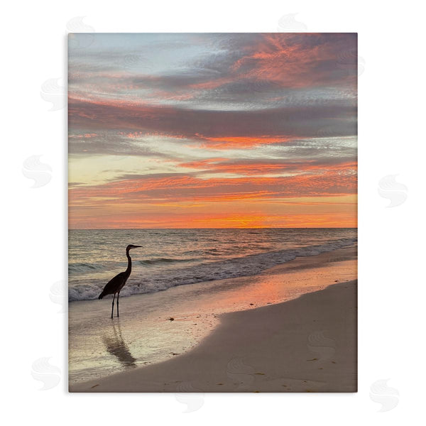 stupell industries Mary Lou Johnson | Lone Egret on Beach Wall Art