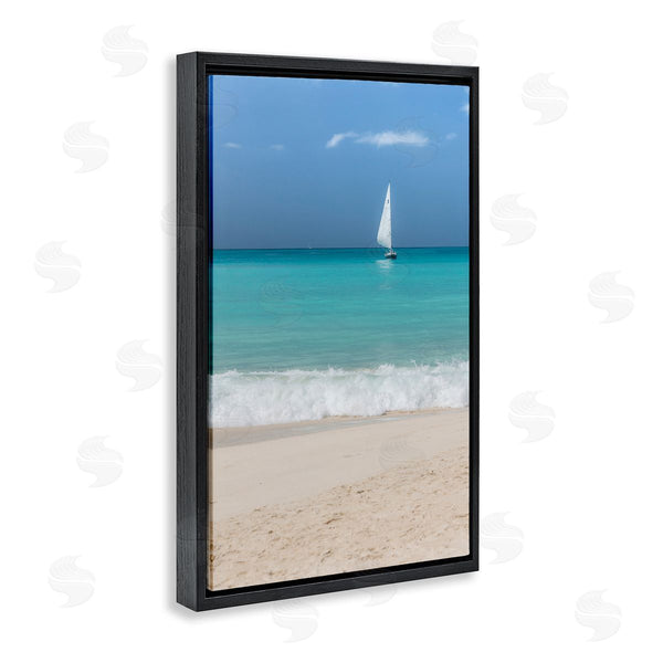 Stupell Industries Mary Lou Johnson | Lone Sailboat Beach Tide Wall Art
