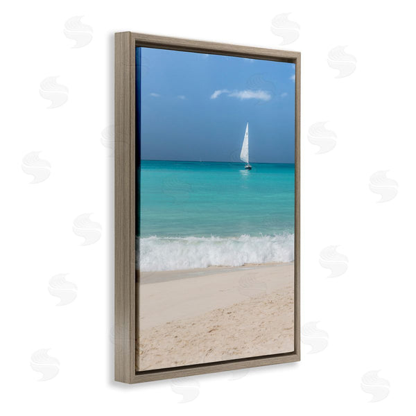 Stupell Industries Mary Lou Johnson | Lone Sailboat Beach Tide Wall Art