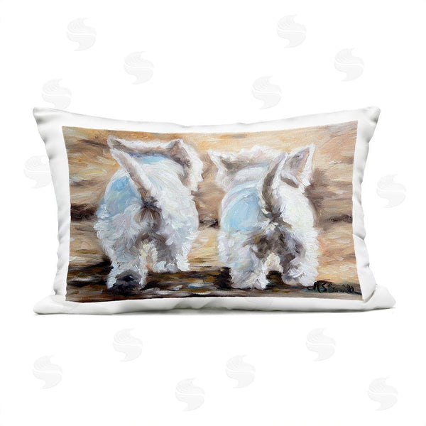 Stupell Industries Mary Sparrow | Farewell White Puppies Printed Throw Pillow