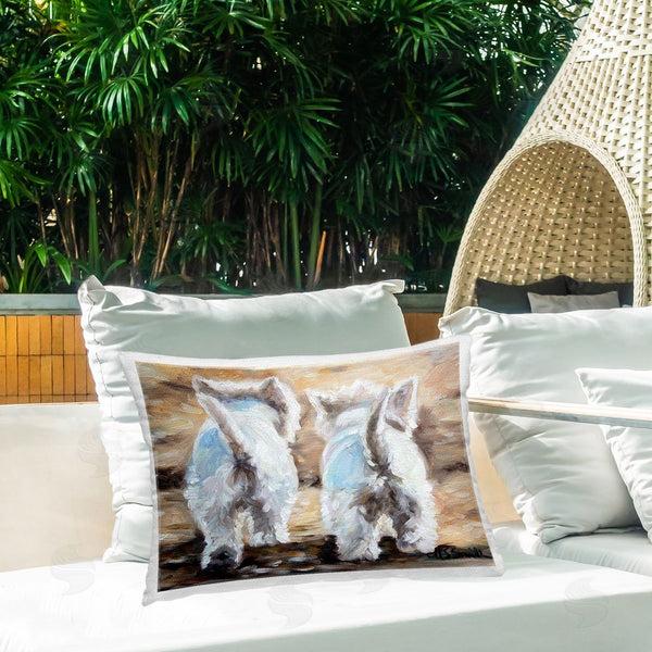 Stupell Industries Mary Sparrow | Farewell White Puppies Printed Throw Pillow