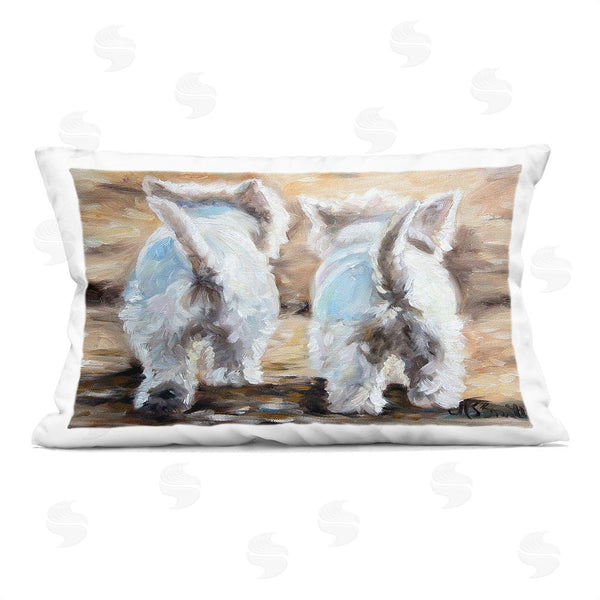 stupell industries Mary Sparrow | Farewell White Puppies Printed Throw Pillow