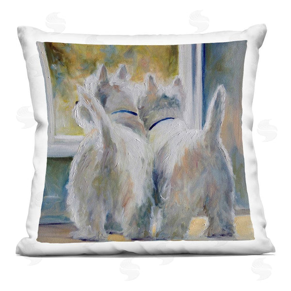 stupell industries Mary Sparrow | Five O'Clock Watching Dogs Printed Throw Pillow