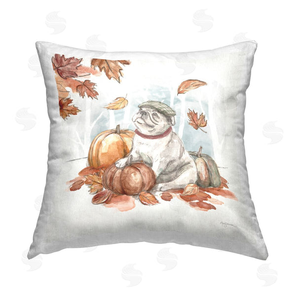 stupell industries Mary Urban | Autumnal Bulldog Scene Printed Throw Pillow