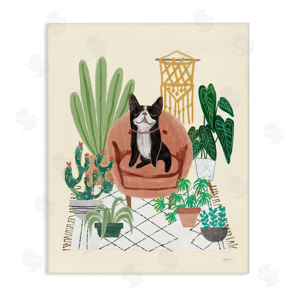 stupell industries Mary Urban | Dog on Sofa with Plants Wall Art