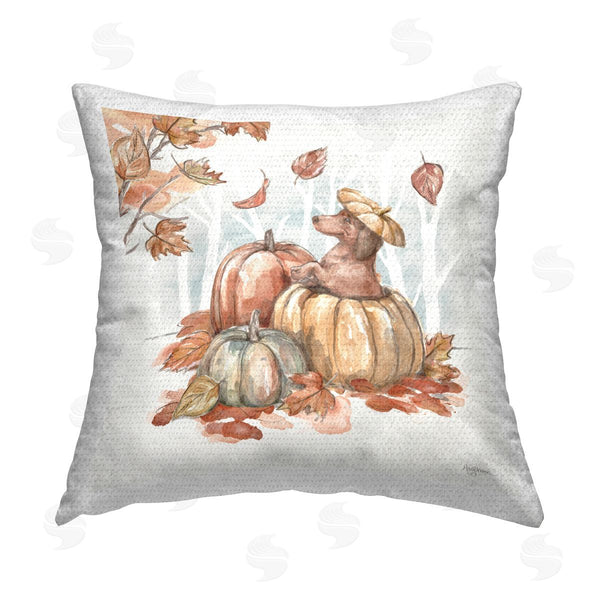Stupell Industries Mary Urban | Fun Dachshund & Pumpkin Printed Throw Pillow