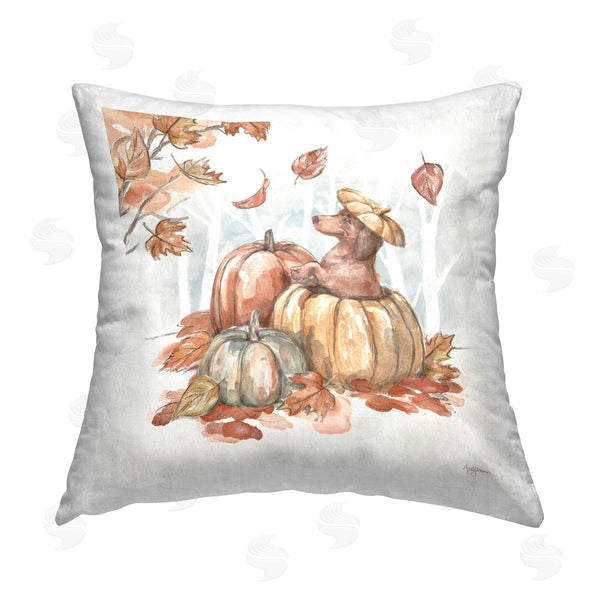 stupell industries Mary Urban | Fun Dachshund & Pumpkin Printed Throw Pillow
