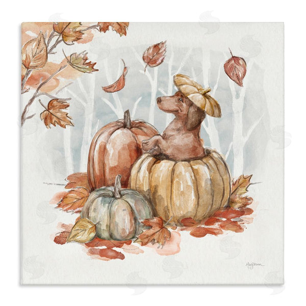 stupell industries Mary Urban | Fun Dachshund & Pumpkin