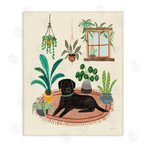 stupell industries Mary Urban | Fun Dog and House Plants Wall Art