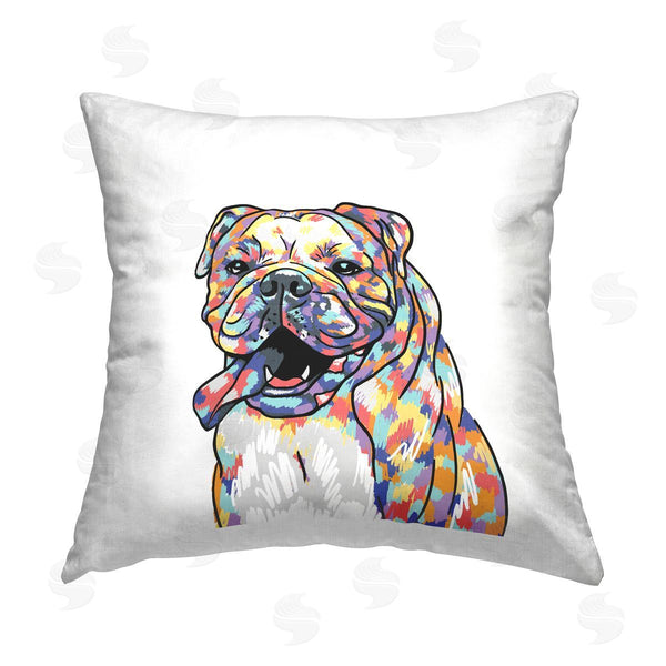 stupell industries Masey St. Studios | Bulldog Portrait Abstract Hues Printed Throw Pillow