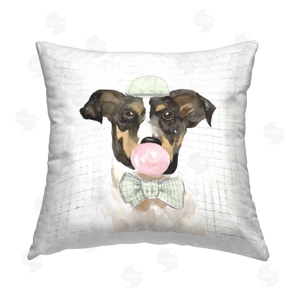 stupell industries Masey St. Studios | Dog Portrait Bowtie & Bubblegum Printed Throw Pillow