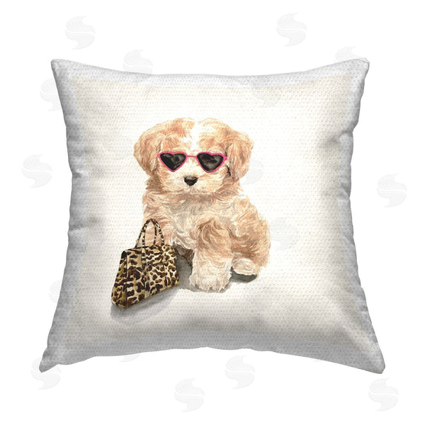Stupell Industries Masey St. Studios | Fashionista Glam Puppy Printed Throw Pillow
