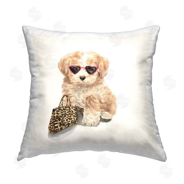 stupell industries Masey St. Studios | Fashionista Glam Puppy Printed Throw Pillow