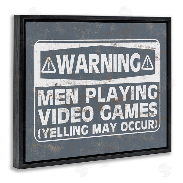Stupell Industries Masey St. Studios | Funny Men Playing Videogames Yelling Occurs Warning Sign Wall Art