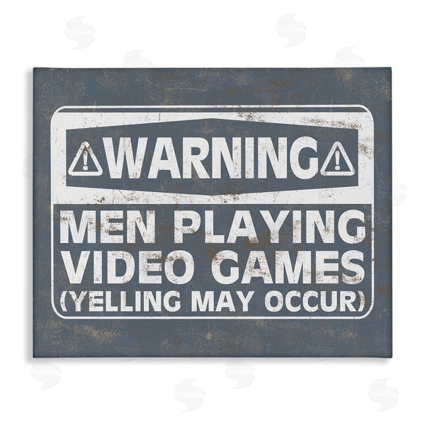 stupell industries Masey St. Studios | Funny Men Playing Videogames Yelling Occurs Warning Sign Wall Art