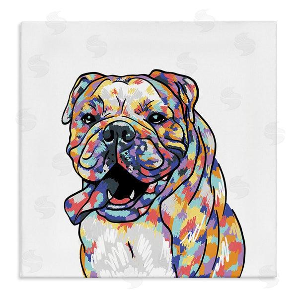 stupell industries Masey St. Studios | Happy Bulldog Portrait Wall Art
