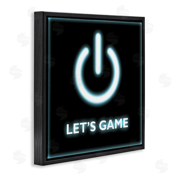 Stupell Industries Masey St. Studios | Let's Game Power Button Symbol Gamer Text Wall Art