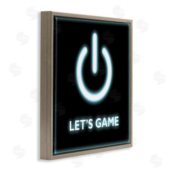 Stupell Industries Masey St. Studios | Let's Game Power Button Symbol Gamer Text Wall Art