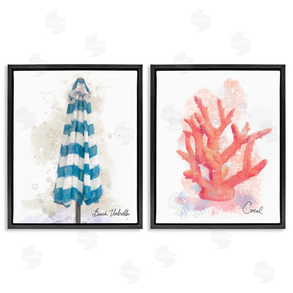Stupell Industries Matthew Piotrowicz | Beach Umbrella & Coral Branch Wall Art