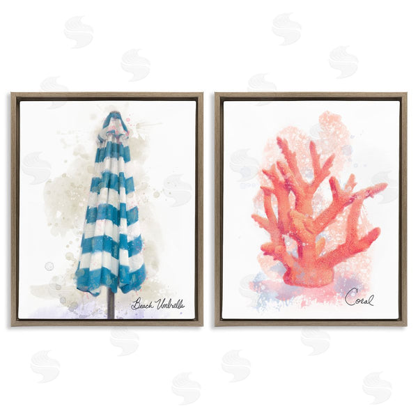 Stupell Industries Matthew Piotrowicz | Beach Umbrella & Coral Branch Wall Art