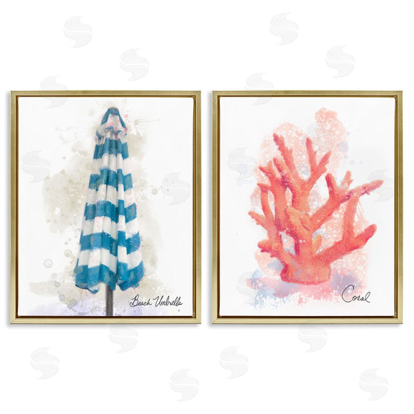 Stupell Industries Matthew Piotrowicz | Beach Umbrella & Coral Branch Wall Art