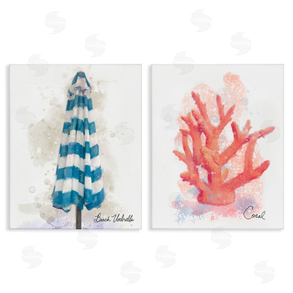 stupell industries Matthew Piotrowicz | Beach Umbrella & Coral Branch Wall Art