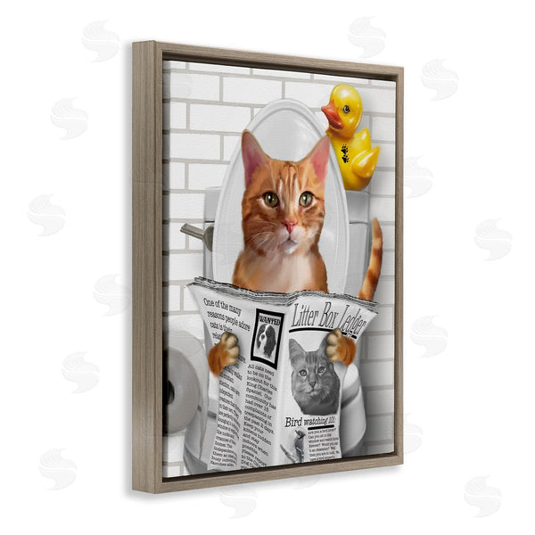 Stupell Industries Matthew Piotrowicz | Cat On Toilet With Ducky