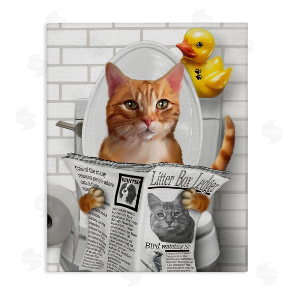 stupell industries Matthew Piotrowicz | Cat on Toilet with Ducky