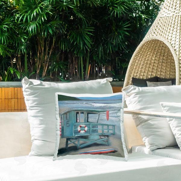 Stupell Industries Matthew Piotrowicz | Lifeguard Stand On Shore Printed Throw Pillow