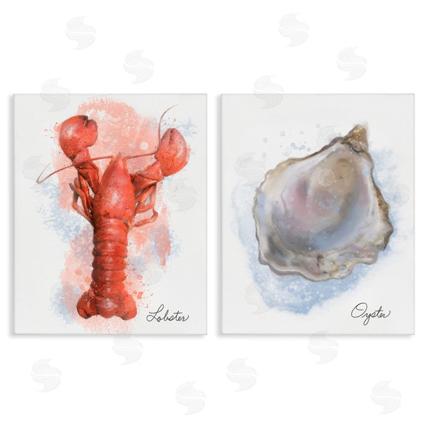 stupell industries Matthew Piotrowicz | Lobster & Oyster Coastal Seafood Wall Art