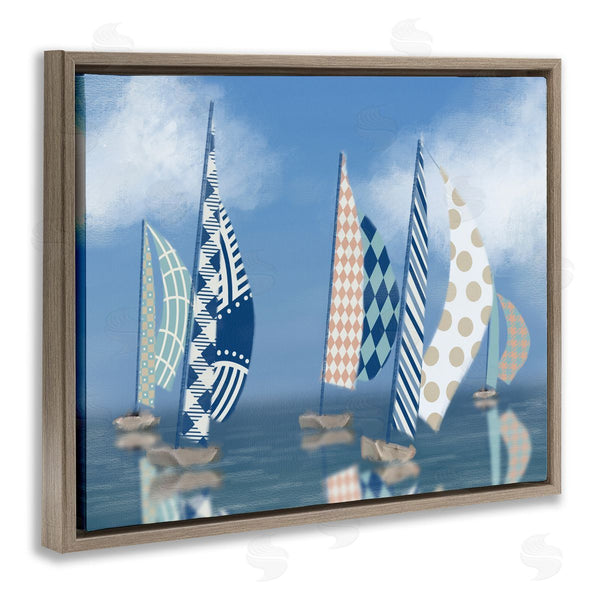Stupell Industries Matthew Piotrowicz | Patchwork Coastal Sailboats