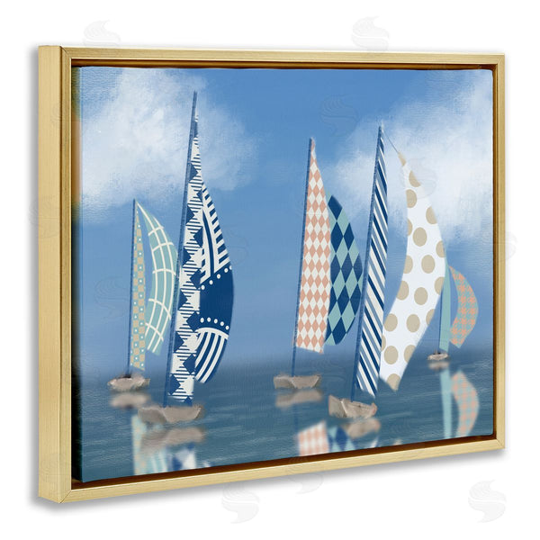 Stupell Industries Matthew Piotrowicz | Patchwork Coastal Sailboats