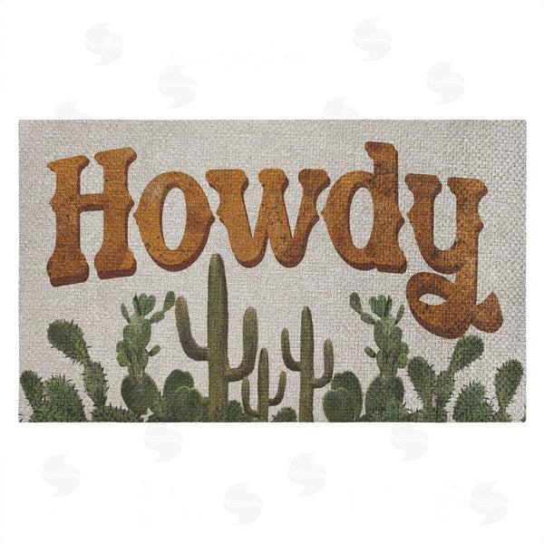 stupell industries Matthew Piotrowicz | Western Howdy With Cacti Faux Sisal Door Mat